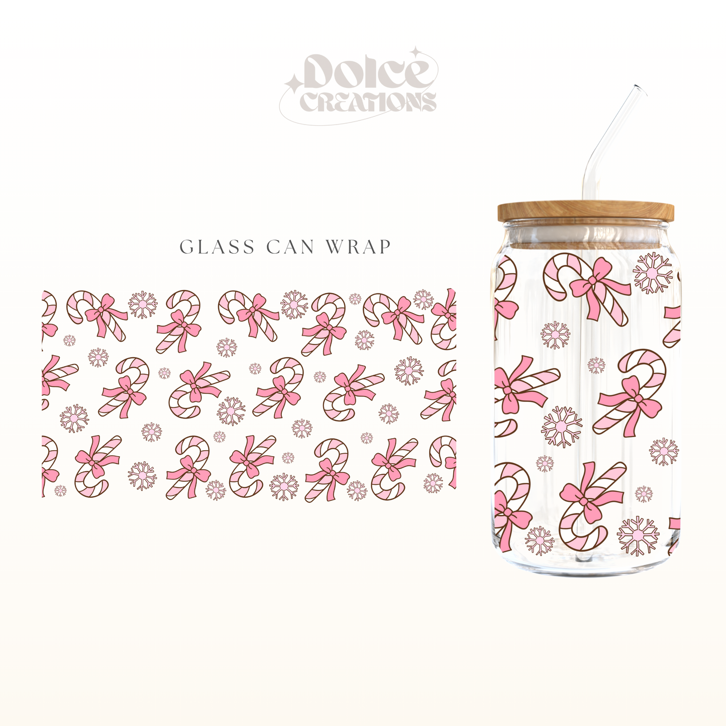 Candy Cane UV DTF Wrap